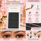 DeceMars YY Shape Black Brown Eyelashes Extensions Two Tip Lashes C/D Curl High