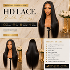 30" Glueless HD Lace Front Human Hair Wig 180% Density