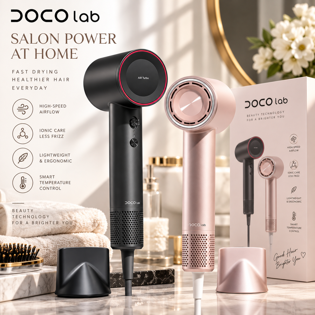 DOCO High-Speed Ionic Hair Dryer – Lightweight Professional Blow Dryer