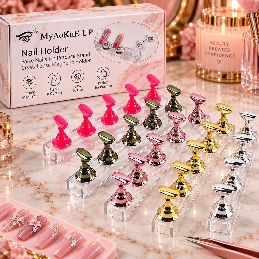 Nail Holder False Nails Tip Practice Stand Crystal Base Magnetic Holder Nail
