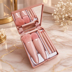 Portable Makeup Brush Set With Mirror Foldable Travel Kit ,Mini Makeup