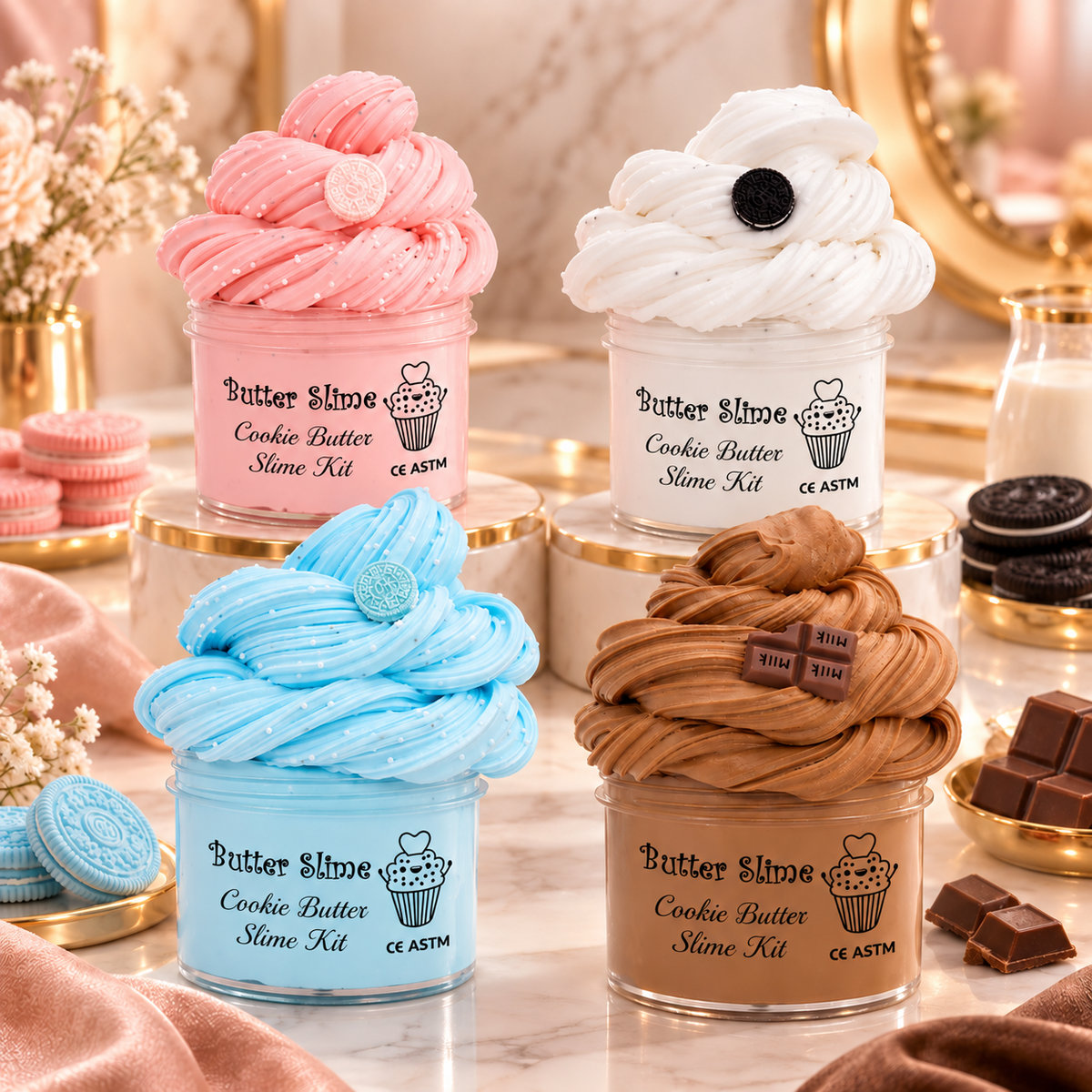 70ml Chocolate Cookie Butter Slime Kit | Scented Fluffy Putty