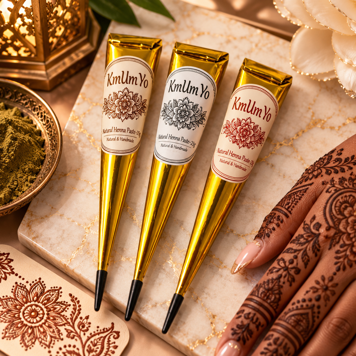 1/3PCS Henna Cone, Brown, Black, Red, Temporary Henna Tattoo, Semi Permanent