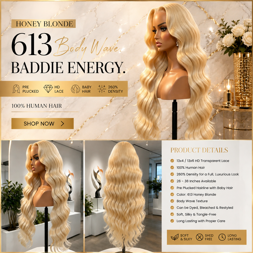 613 Honey Blonde Body Wave HD Lace Wig