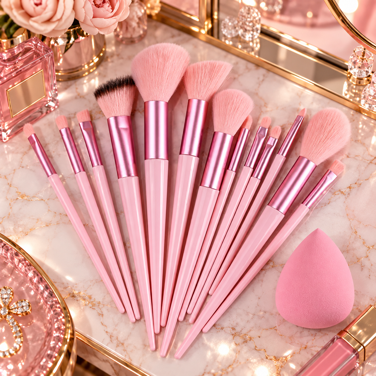 Professional Makeup Brush Set Soft Fluffy Kabuki & Blending Brushes