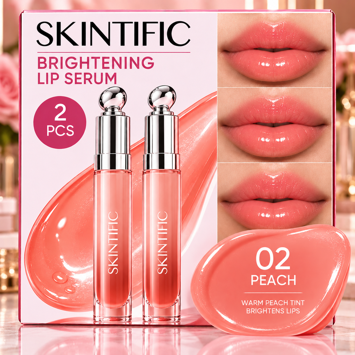 SKINTIFIC Brightening Lip Serum Duo 02 Coral Rose