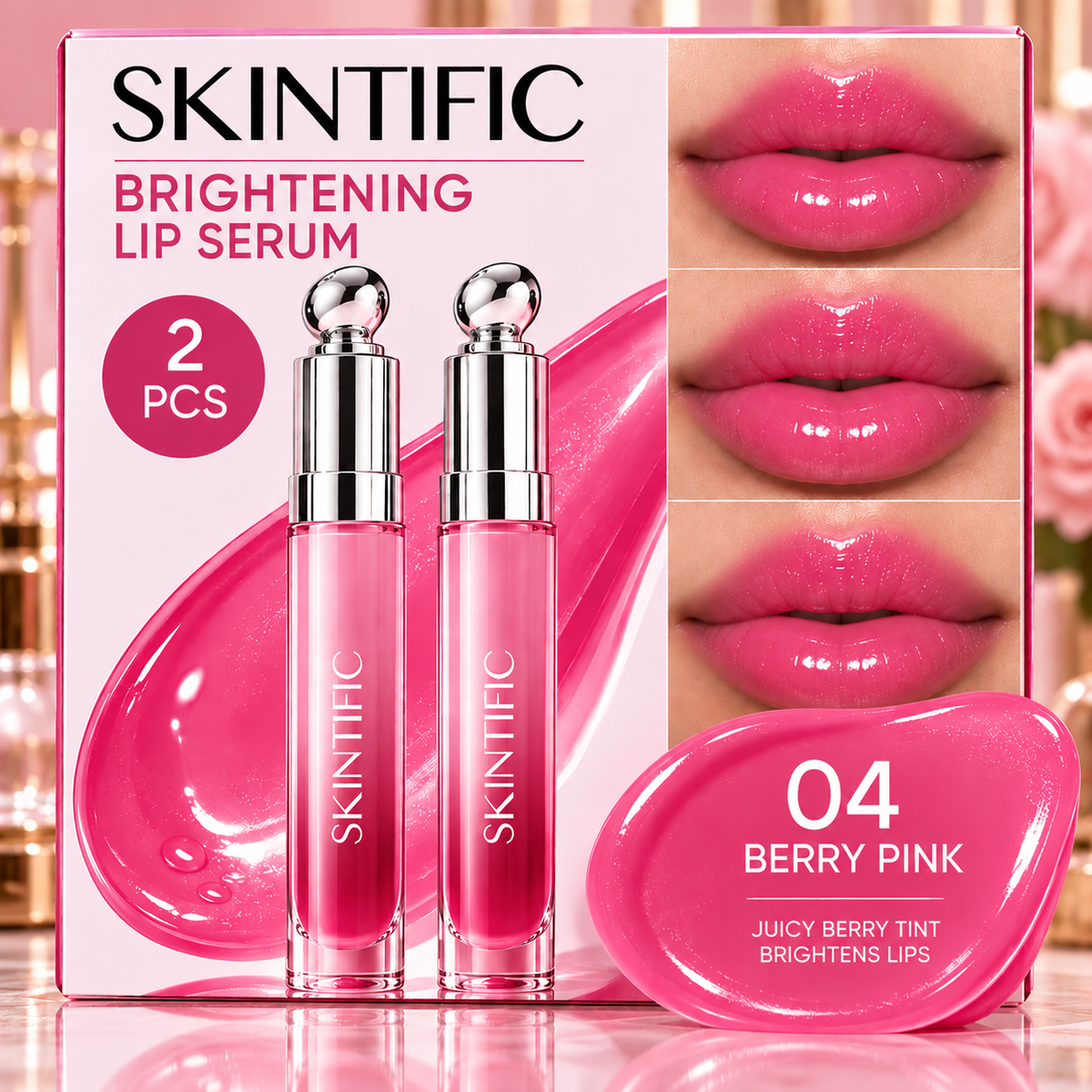 SKINTIFIC Brightening Lip Serum Duo 04 Pink Berry