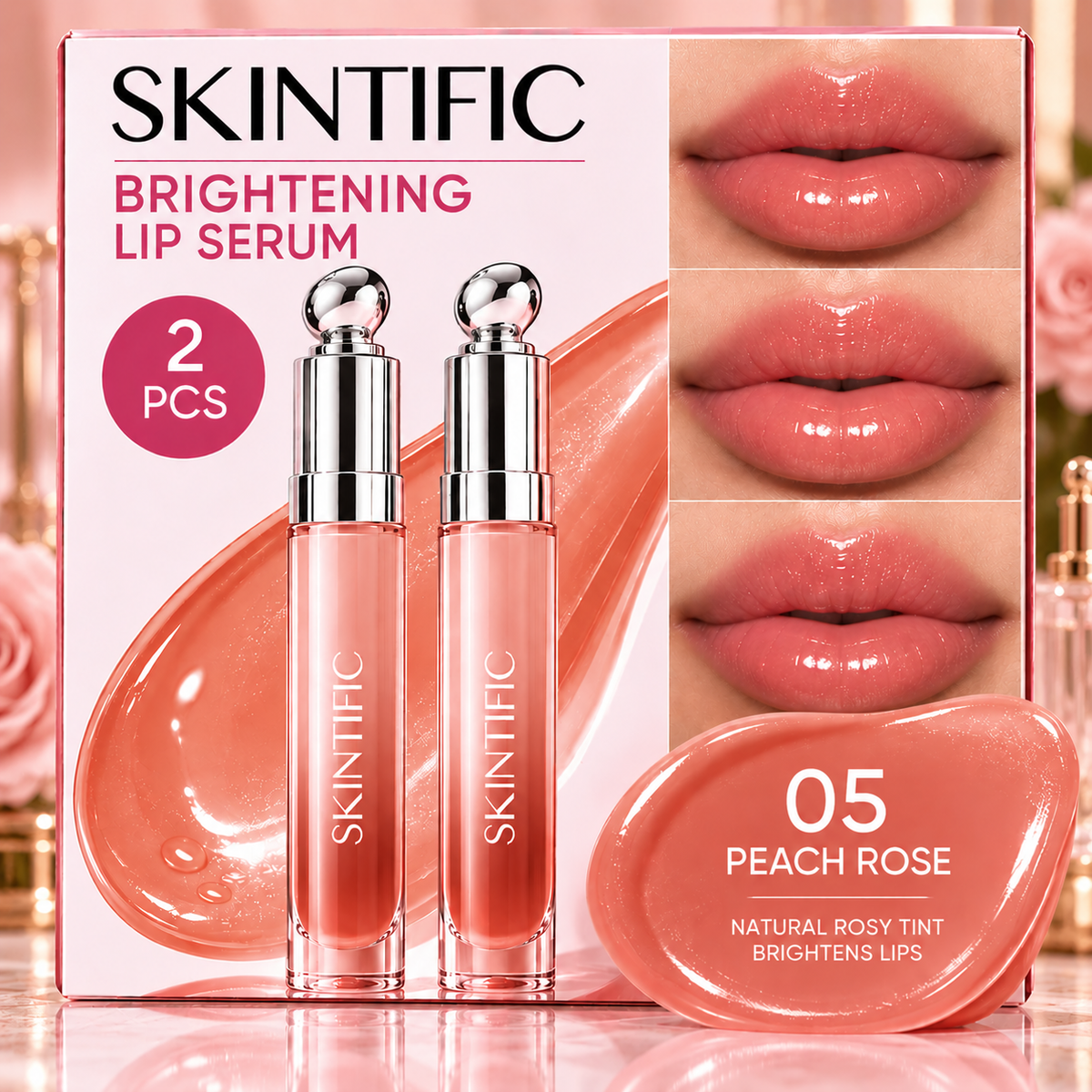 SKINTIFIC Brightening Lip Serum Duo 05 Peach Rose