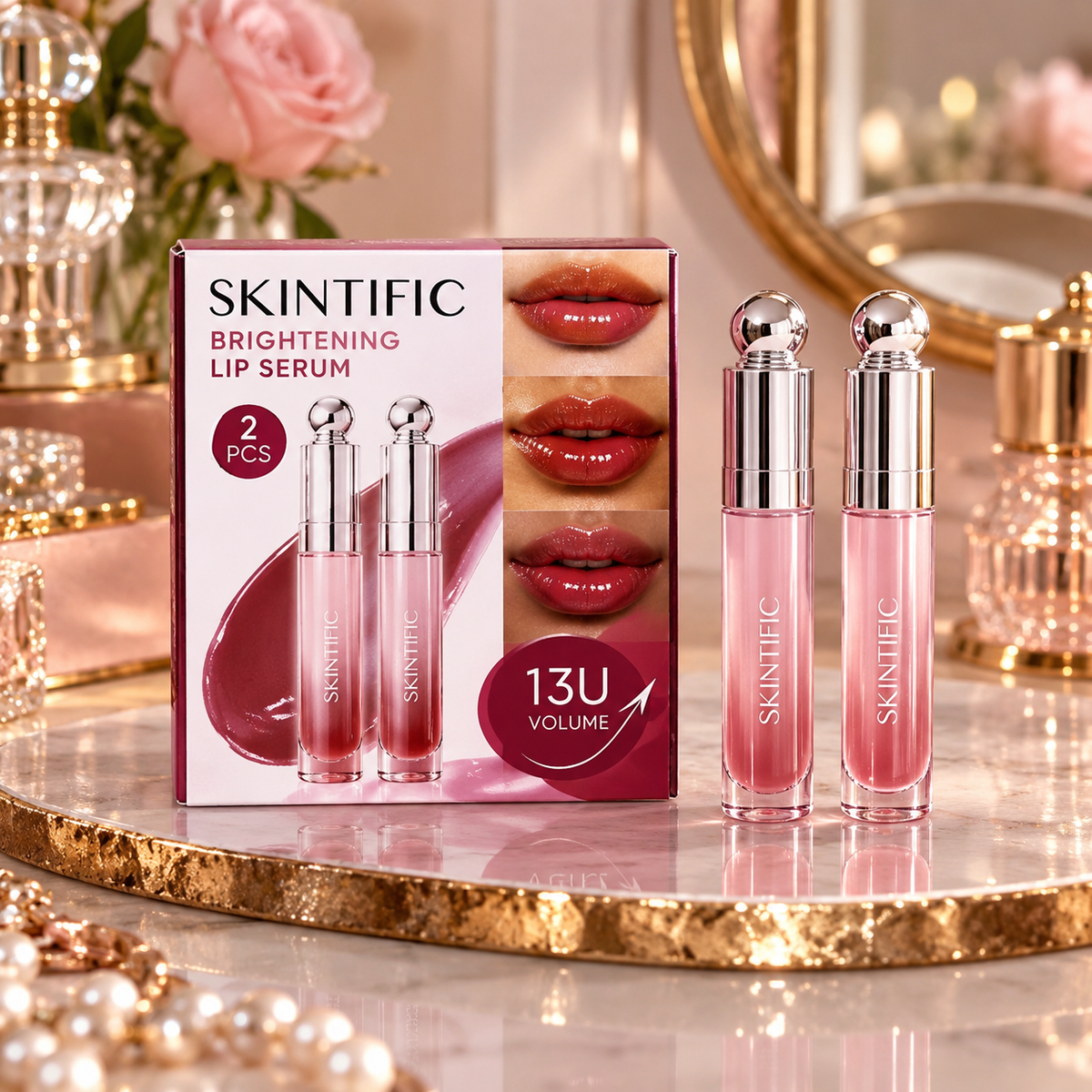 SKINTIFIC Brightening Lip Serum Duo luxury product photo